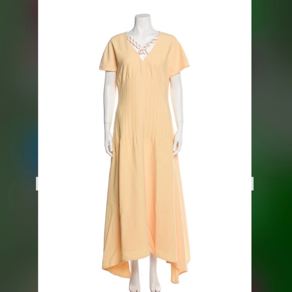 Gorgeous peach dress with chain detailing at neckline